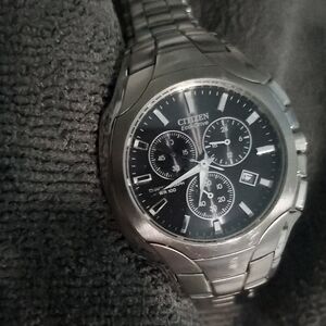 Citizen Eco-Drive Black and Silver Chronograph Watch